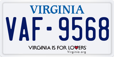 VA license plate VAF9568