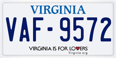 VA license plate VAF9572