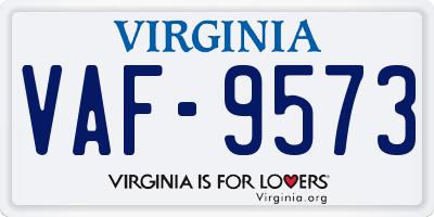 VA license plate VAF9573