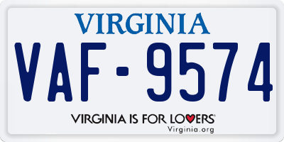 VA license plate VAF9574