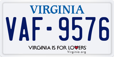 VA license plate VAF9576