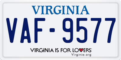 VA license plate VAF9577