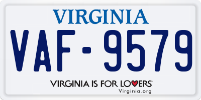 VA license plate VAF9579