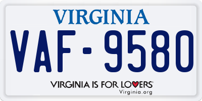 VA license plate VAF9580