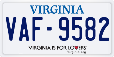 VA license plate VAF9582