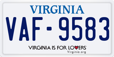 VA license plate VAF9583