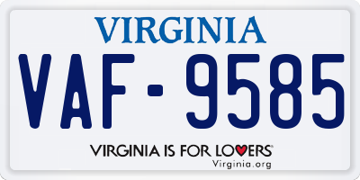 VA license plate VAF9585