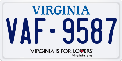 VA license plate VAF9587