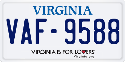 VA license plate VAF9588