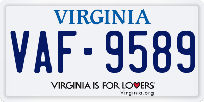 VA license plate VAF9589