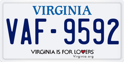 VA license plate VAF9592