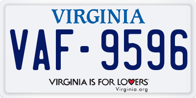 VA license plate VAF9596