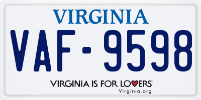 VA license plate VAF9598
