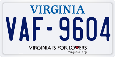 VA license plate VAF9604