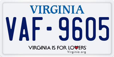 VA license plate VAF9605