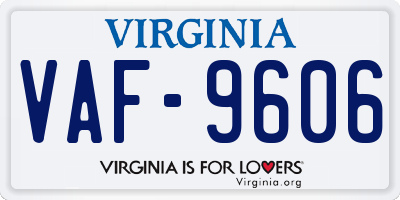VA license plate VAF9606