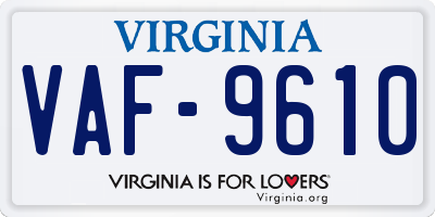 VA license plate VAF9610