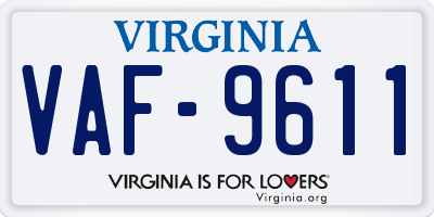 VA license plate VAF9611