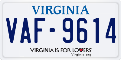 VA license plate VAF9614