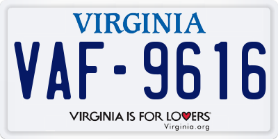 VA license plate VAF9616