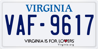 VA license plate VAF9617