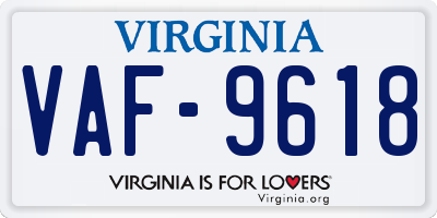 VA license plate VAF9618