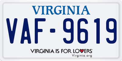 VA license plate VAF9619