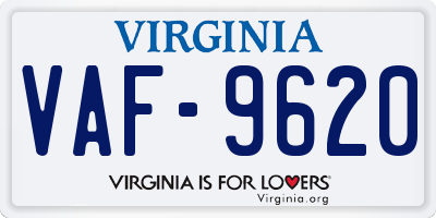 VA license plate VAF9620