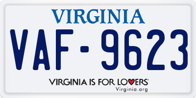 VA license plate VAF9623