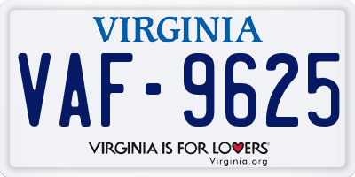VA license plate VAF9625