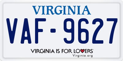 VA license plate VAF9627