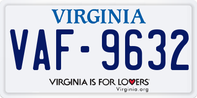 VA license plate VAF9632