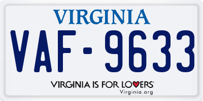 VA license plate VAF9633