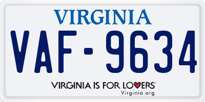 VA license plate VAF9634