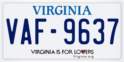 VA license plate VAF9637