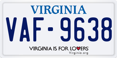 VA license plate VAF9638