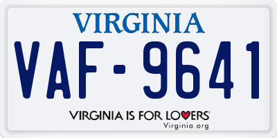 VA license plate VAF9641