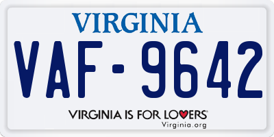 VA license plate VAF9642