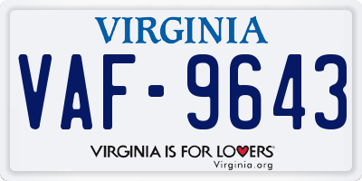 VA license plate VAF9643