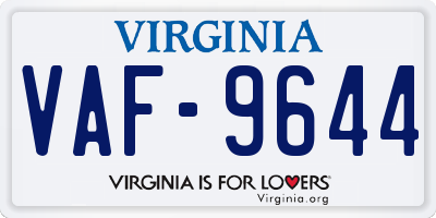 VA license plate VAF9644