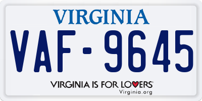 VA license plate VAF9645