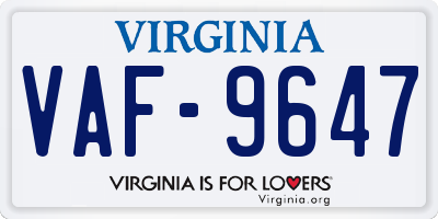 VA license plate VAF9647