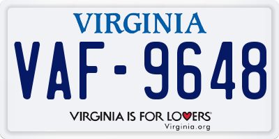 VA license plate VAF9648