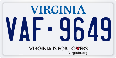 VA license plate VAF9649