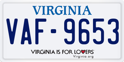 VA license plate VAF9653