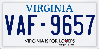 VA license plate VAF9657