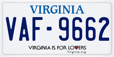 VA license plate VAF9662