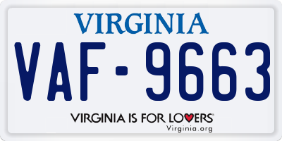 VA license plate VAF9663