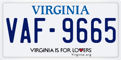 VA license plate VAF9665