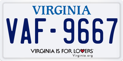 VA license plate VAF9667